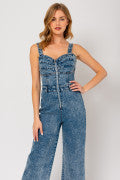 Denim Front Zip Overalls