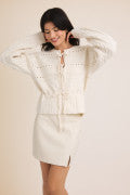 White Front Ties Sweater