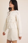 White Front Ties Sweater