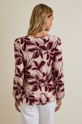 Taupe-Burgundy Floral Blouse