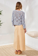 Open-Stitch Crewneck Bell-Sleeve Sweater-Saltwater