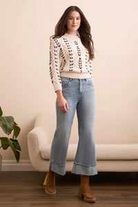 Brooke Cuffed Palazzo Jeans-WashedBlue