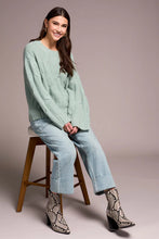 Cable-Knit Textured Crewneck Sweater-Silverpine Heather