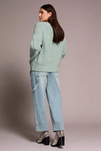Cable-Knit Textured Crewneck Sweater-Silverpine Heather