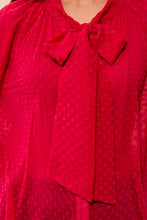L/S BTN FRT BLOUSE W/ TIE-Jazzy