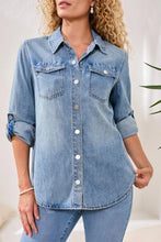 Classic Soft Denim Shirt With Roll-Up Sleeves