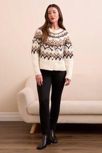 Fair Isle Button Front Sweater Cardigan