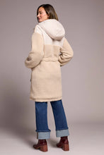 Faux Sherpa Zip-Front Hooded Coat With Drawcord