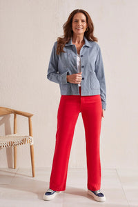 Poppy Red-FLY FRONT WIDE LEG PANT