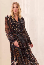 MIXED PRINT DRAMA DRESS W/ SMOCKING DTLS-RusticBrown