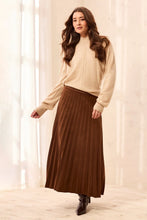 PULL ON PLEATED SKIRT-Hickory