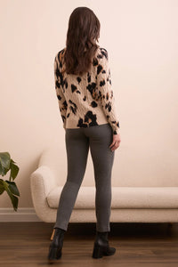 Printed Cable Cotton Crew Neck Sweater-SANDSTONE