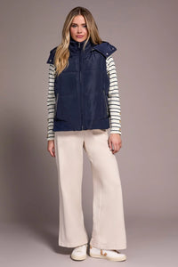 QUILTED VEST W/REMOVABLE HOOD-Sapphire