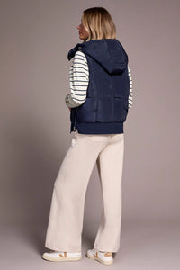 QUILTED VEST W/REMOVABLE HOOD-Sapphire