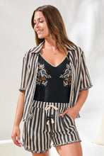 Jacquard Stripe Short Sleeve Button-Front Camp Shirt