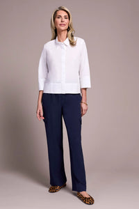 Soft Poplin 3/4 Sleeve Button-Front Shirt