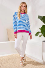 Striped Crew Neck Top W/Combo Trim-Turkishsea