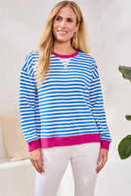 Striped Crew Neck Top W/Combo Trim-Turkishsea