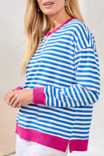 Striped Crew Neck Top W/Combo Trim-Turkishsea