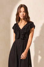 Swiss Dot Open Back Maxi Dress With Frill-Accent-Black