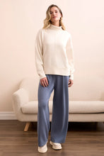 Techno Lux Drop Shoulder Funnel Neck Knit Top-HeatherFrostGrey