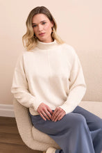 Techno Lux Drop Shoulder Funnel Neck Knit Top-HeatherFrostGrey