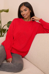 L/S CREW NK SWEATER-Carmine