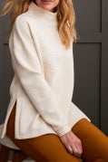 QUILTED KNIT TUNIC WITH SIDE SLITS-OATMEAL