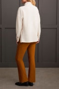 QUILTED KNIT TUNIC WITH SIDE SLITS-OATMEAL