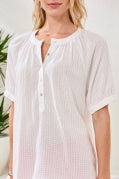 S/S BTN FRT BLOUSE-WHITE