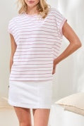 CAP SLEEVE TOP W/COMBO-SANGRIA