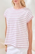 CAP SLEEVE TOP W/COMBO-SANGRIA