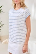 CAP SLEEVE TOP W/COMBO-TURKISHSEA