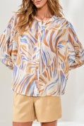 FLOWY DOLMAN SLEEVE BLOUSE WITH SELF-COVERING BUTTONS-MARINA