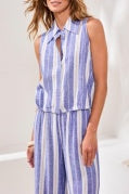 HIDDEN PLACKET SHIRT W/ ELASTIC WAIST-MARINA