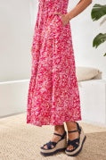 LINED MAXI DRESS W/ WAIST DRWCORD -GARDENIA