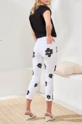 AUDREY PRINTED SLIM CROP W/SMALL SLIT-White/Black