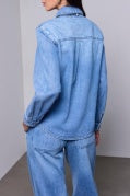 DENIM BLOUSE W/ REMOVABLE SELF TIE-CampusBlue