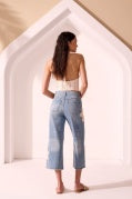 Audrey Crochet Applique Wide Leg Crop Jeans-KeysWaters