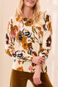 Printed Cable Cotton Crew Neck Sweater-Stellar