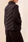 L/S ZIP FRT PUFFER W/REMOVABLE HOOD-Black