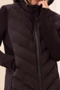 L/S ZIP FRT PUFFER W/REMOVABLE HOOD-Black