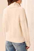 T-NECK BOW DTL SWEATER-Cream