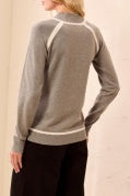 Soft Mock Neck Raglan Sweater-Grey