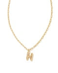 CRYSTAL LETTER H SHORT PENDANT NECKLACE GOLD WHITE CZ