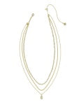 MINI ELISA TRIPLE STRAND NECKLACE GOLD IRIDESCENT DRUSY