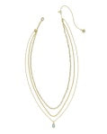 MINI ELISA TRIPLE STRAND NECKLACE GOLD LIGHT TEAL KYOCERA OPAL