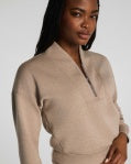 SPANX AIRESSENTIALS® SHAWL COLLAR HALF ZIP-DuneHeather