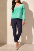 L/S V-Neck Sweater w/Wash Effect-Aqualand