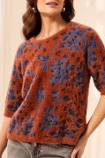 ELBOW SLV CREW NECK SWEATER-Maple